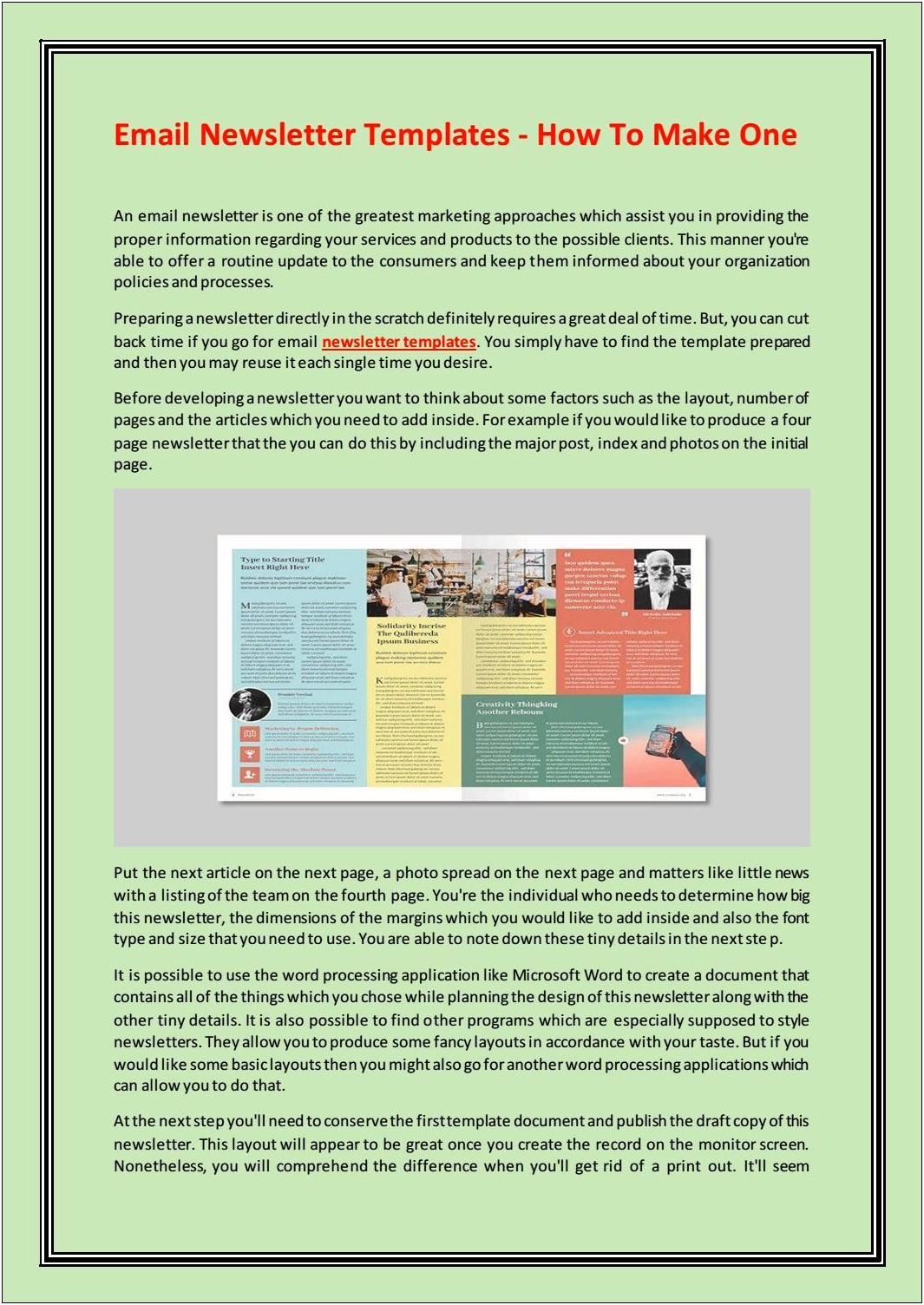 Free Email Newsletter Templates Microsoft Publisher