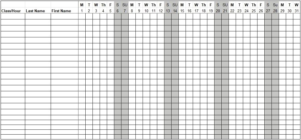 Free Employee Monthly Attendance Sheet Template Excel