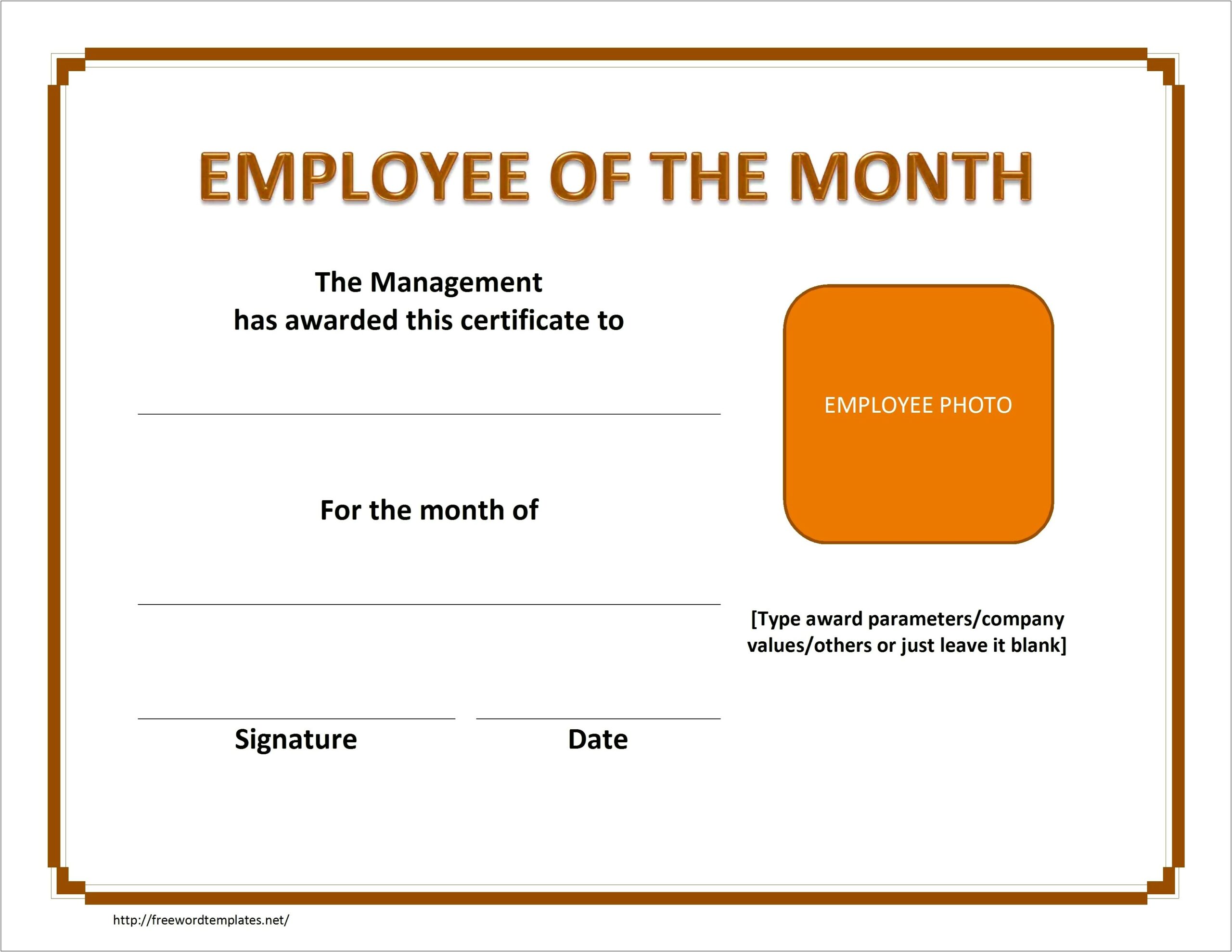 Free Employee Of The Month Template Word