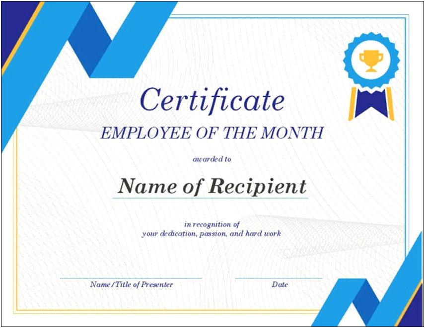 Free Employee Of The Year Certificate Template