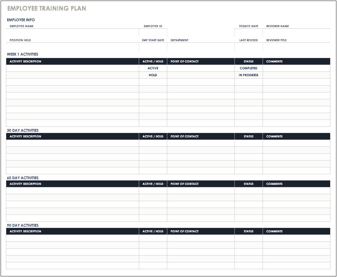 Free Employee Training Schedule Template Excel