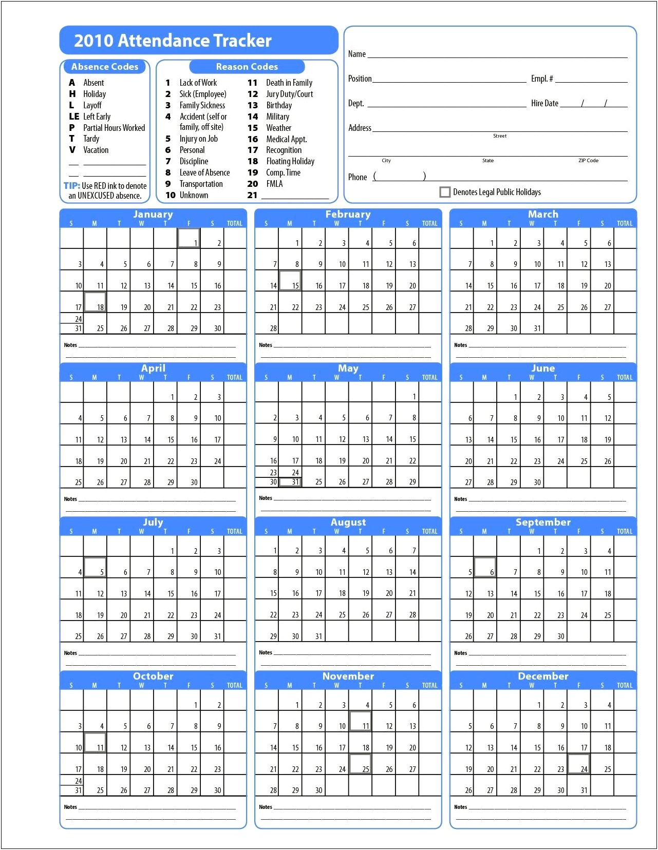 Free Employee Vacation Planner Template 2015