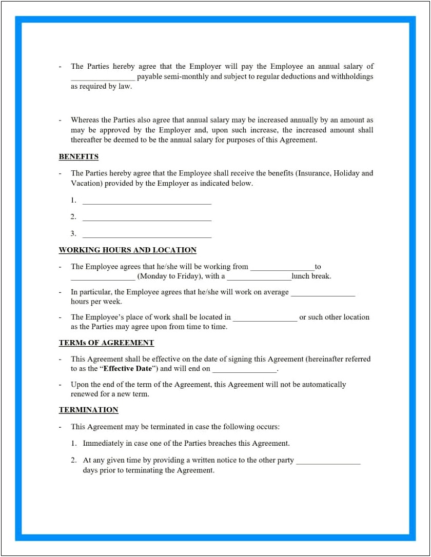 Free Employment Contract Template South Africa