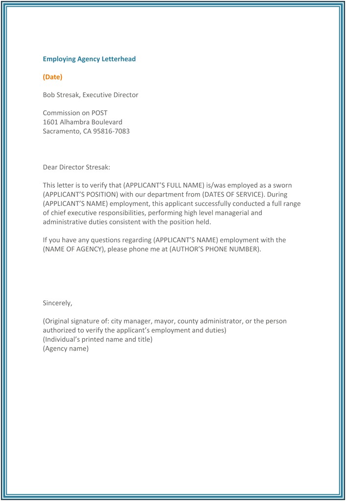 Free Employment Verification Letter Template Download