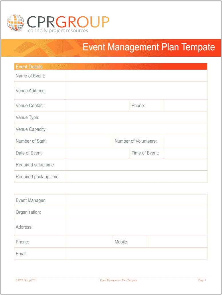 Free Event Management Project Plan Template