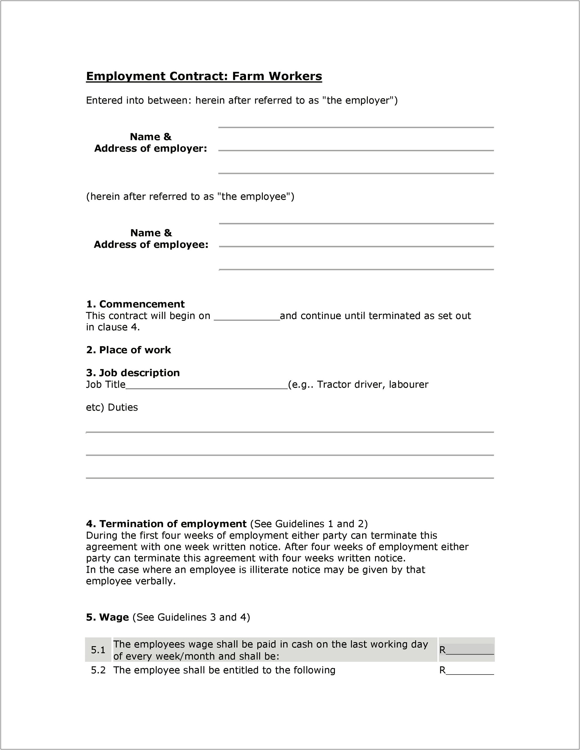Free Example Of An Employment Agreement Template