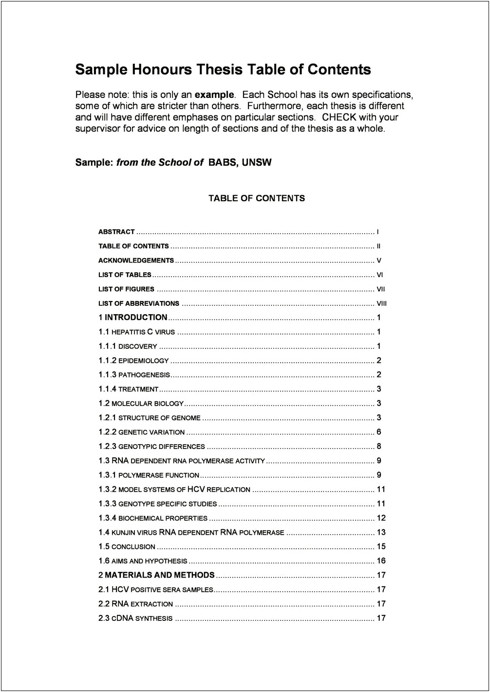 Free Example Table Of Contents Template