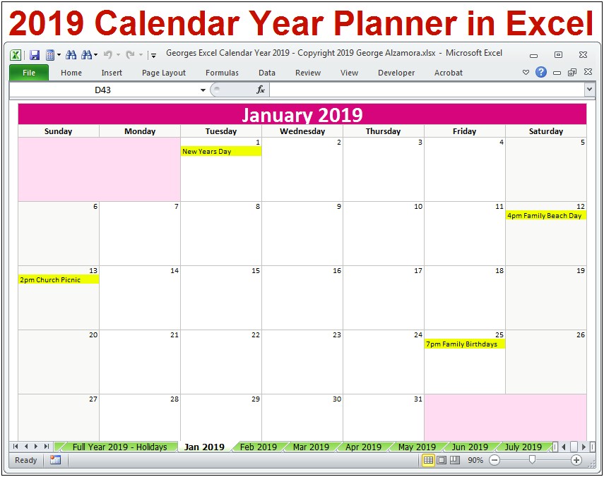Free Excel Annual Leave Calendar Template