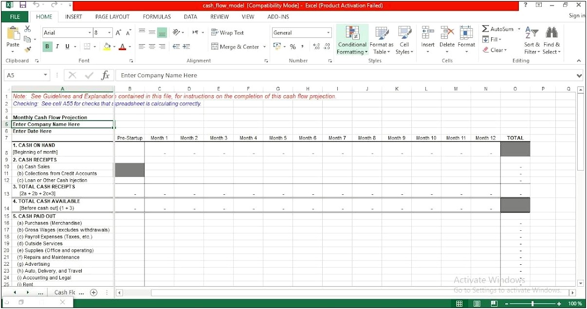 Free Excel Cash Flow Spreadsheet Templates