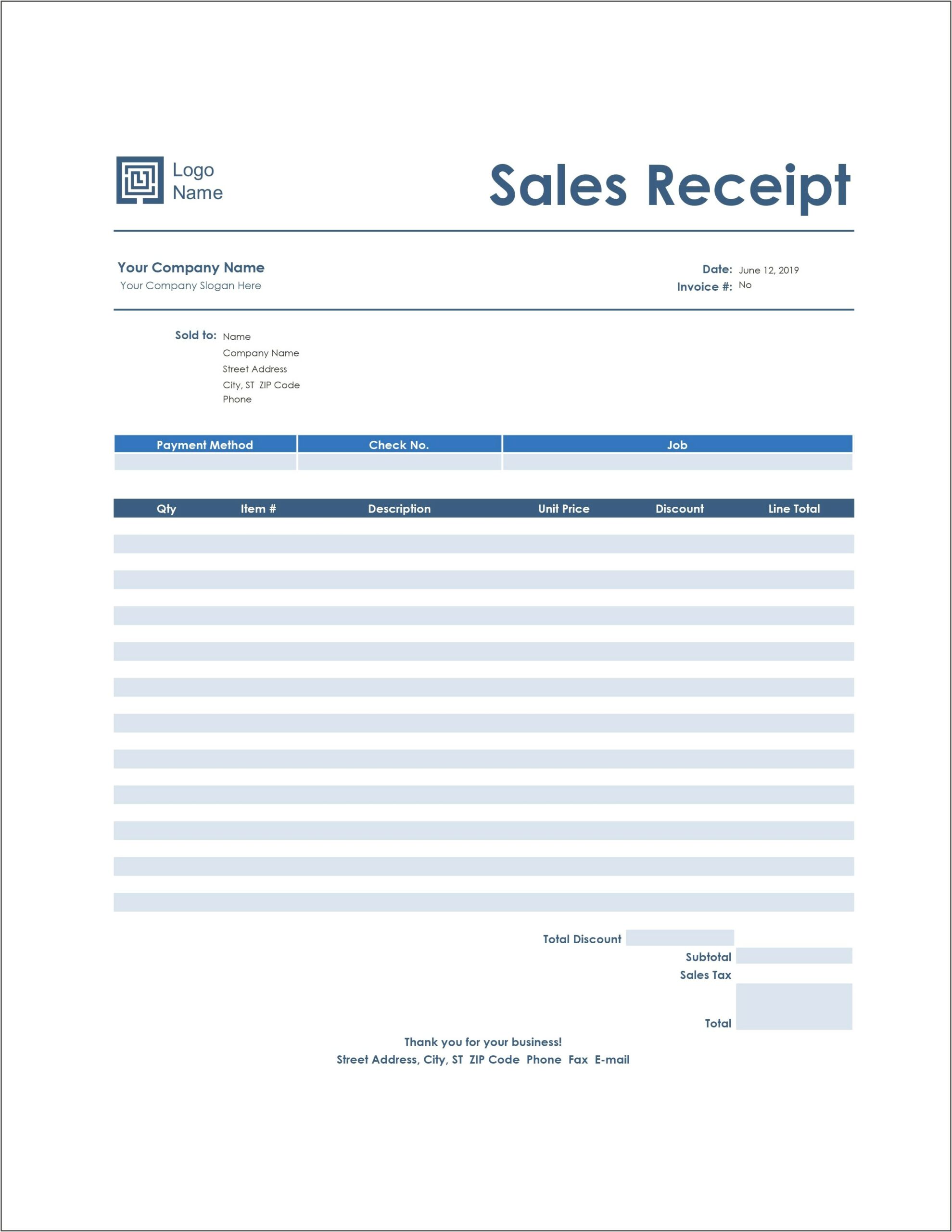 Free Excel Checkout Receipt Template Download