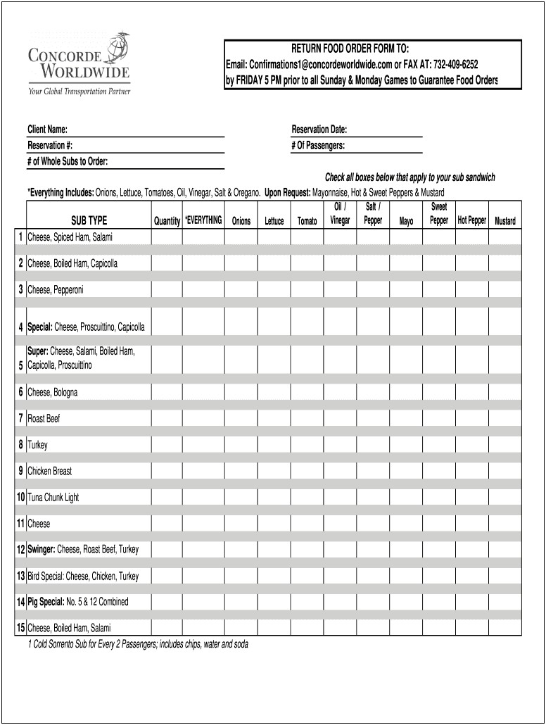 Free Excel Coffee Order Form Template