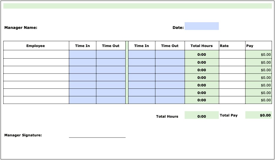 Free Excel In And Out Timesheet Template