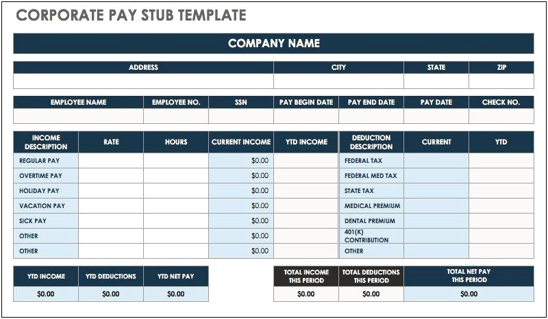 Free Excel Pay Stub Template Canada