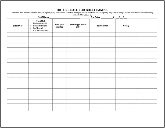 Free Excel Phone Call Log Template