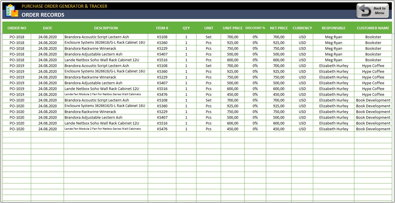 Free Excel Purchase Order Tracking Template
