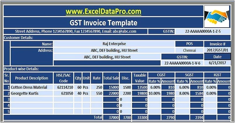Free Excel Sales Invoice Template Download