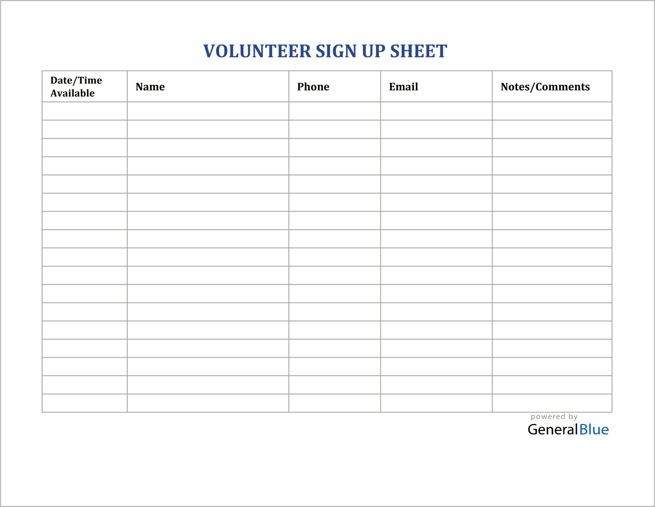 Free Excel Sign In Sheet Template