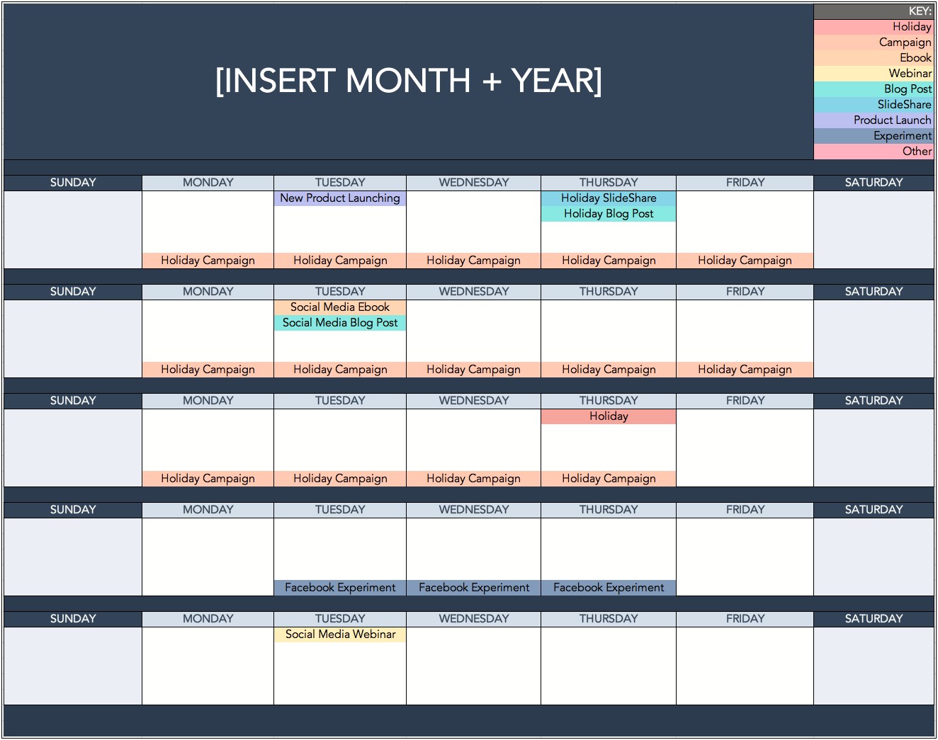 Free Excel Social Media Post Calendar Template