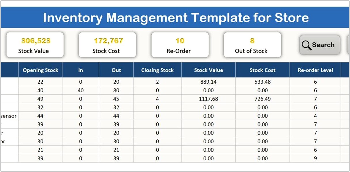 Free Excel Stock Control Template Download