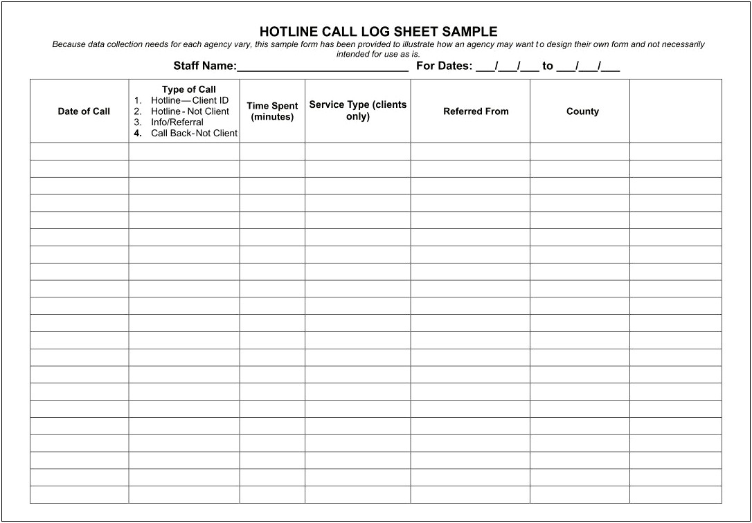 Free Excel Teacher Call Log Template