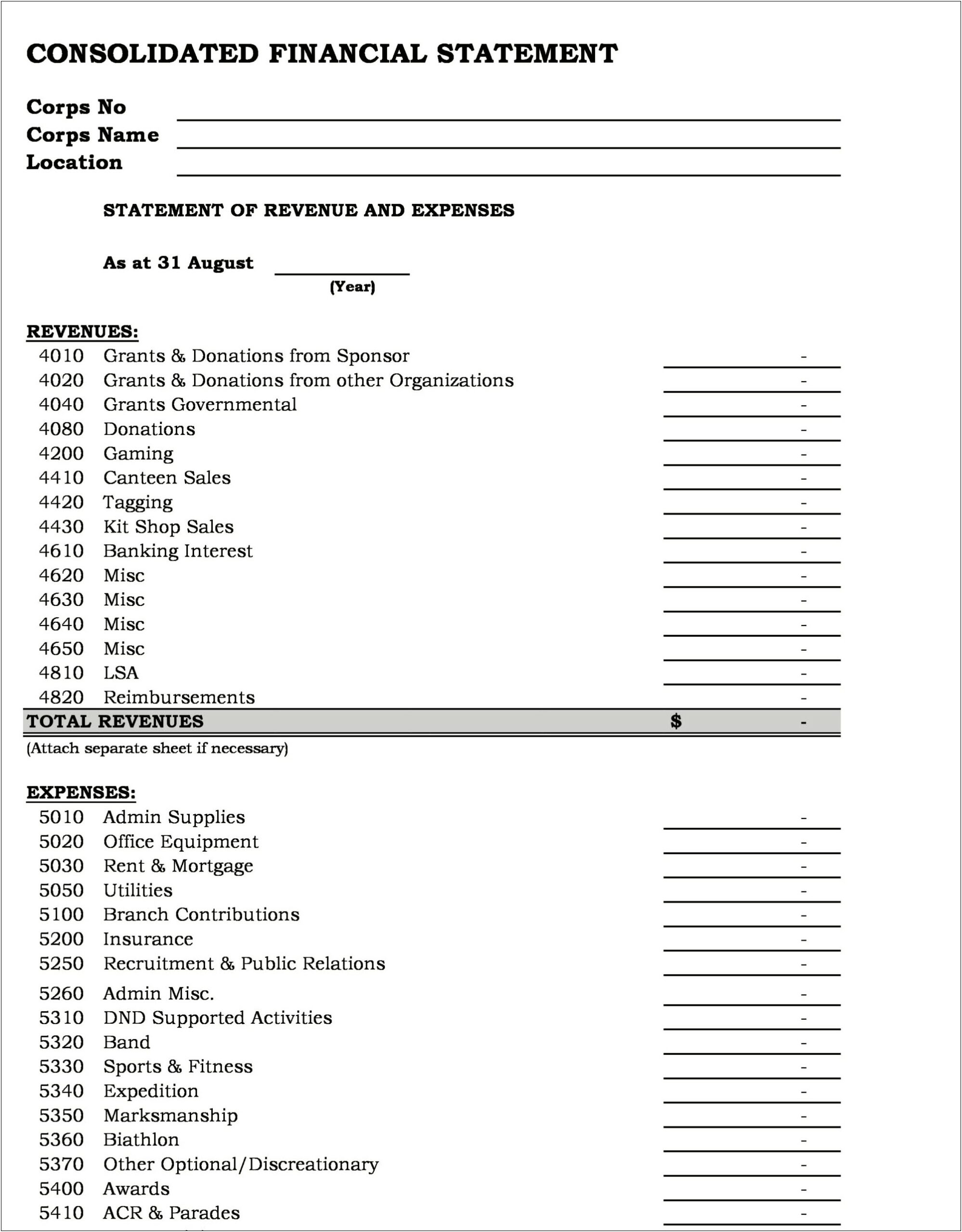 Free Excel Template Consolidated Financial Statements Worksheet Template