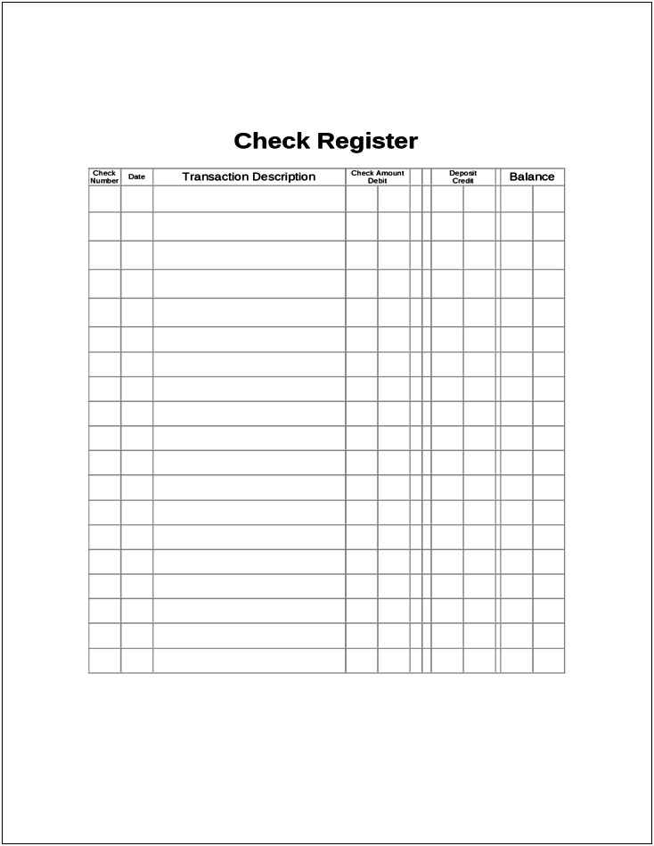 Free Excel Template For Check Register