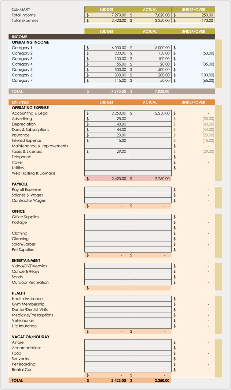 Free Excel Template For Daily Expense