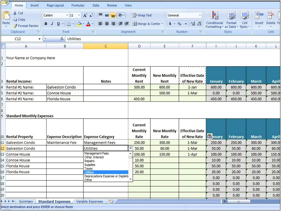 Free Excel Templates For Rental Property Management