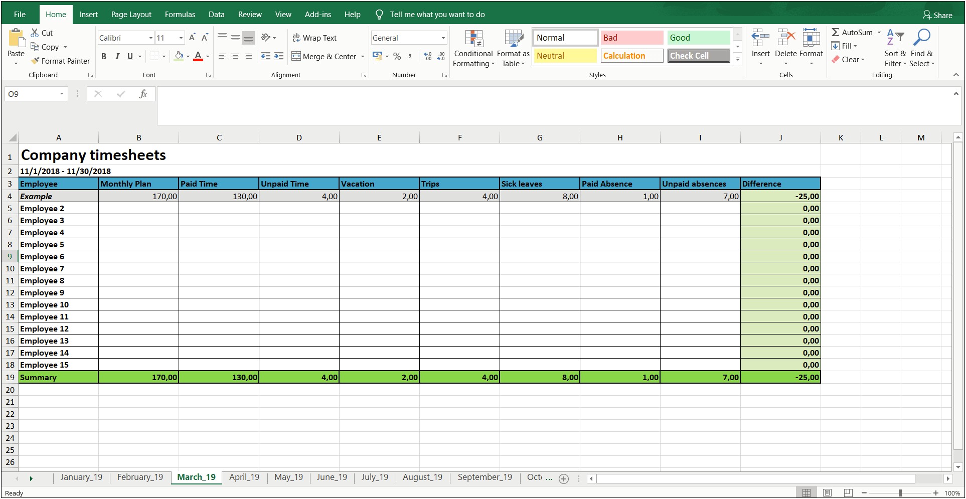 Free Excel Timesheet Template With Tasks