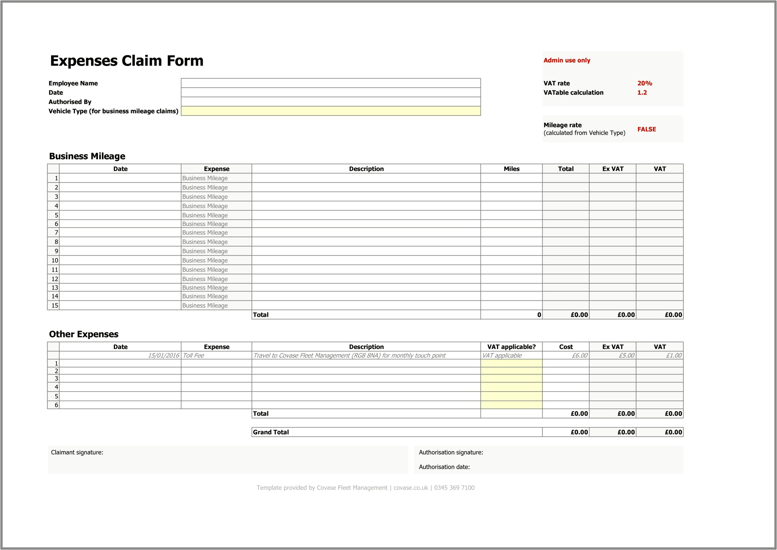 Free Excel Travel Expense Report Template