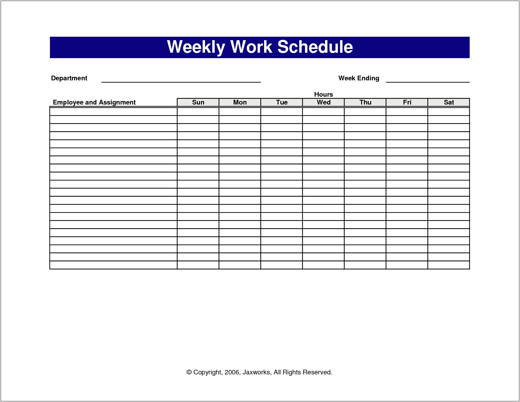 Free Excel Weekly Employee Schedule Template
