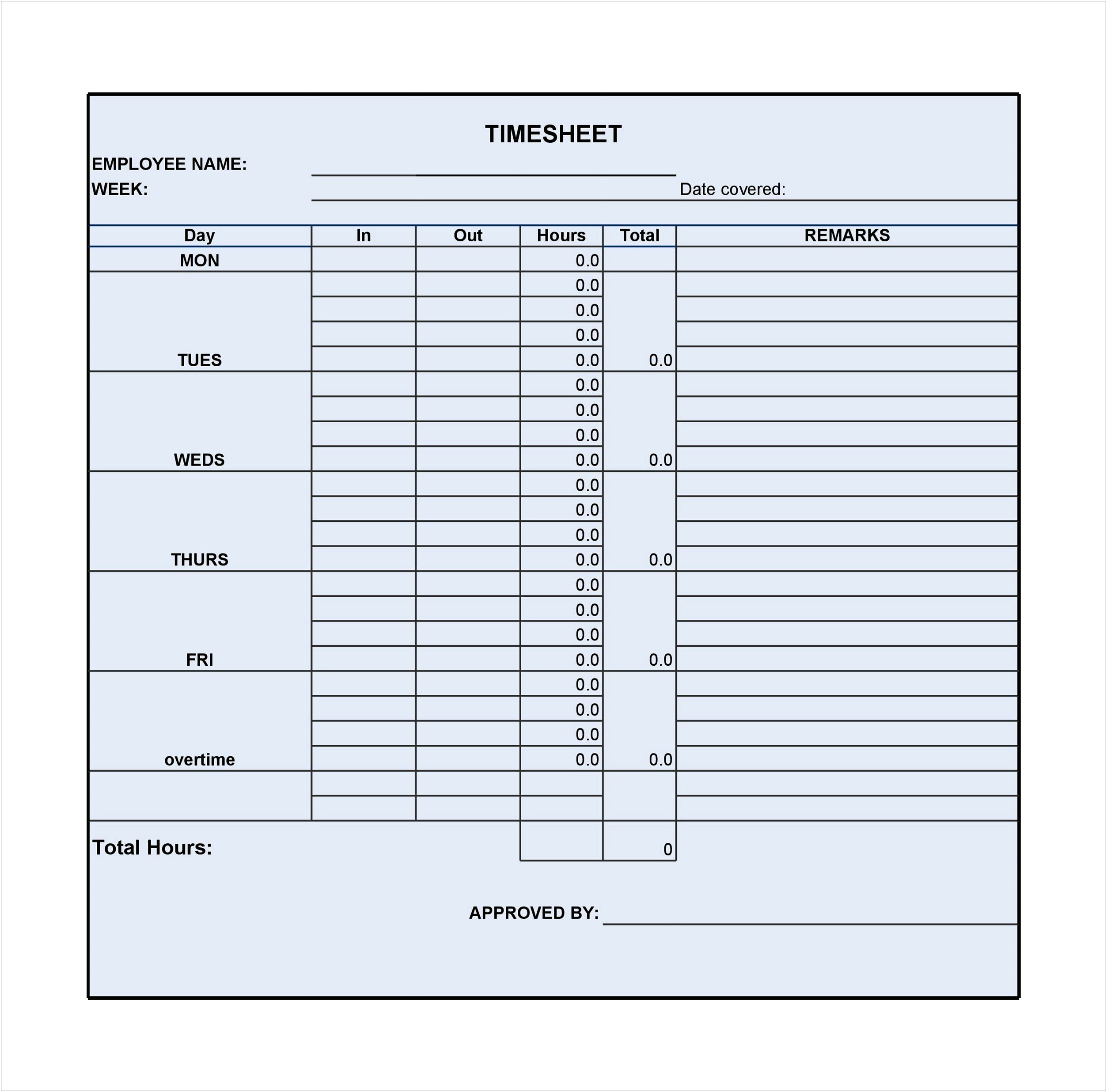 Free Excel Weekly Timesheet Template Multiple Employees
