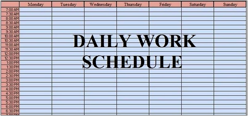 Free Excel Weekly Work Schedule Template