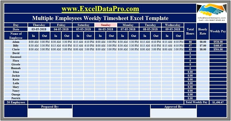 Free Excelin And Out Timesheet Template