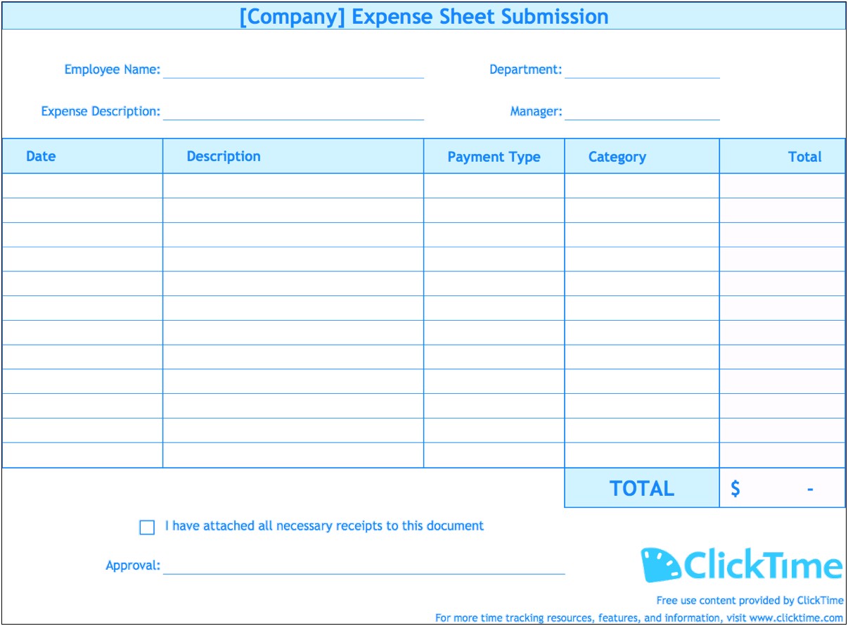 Free Expense Report Template For Mac