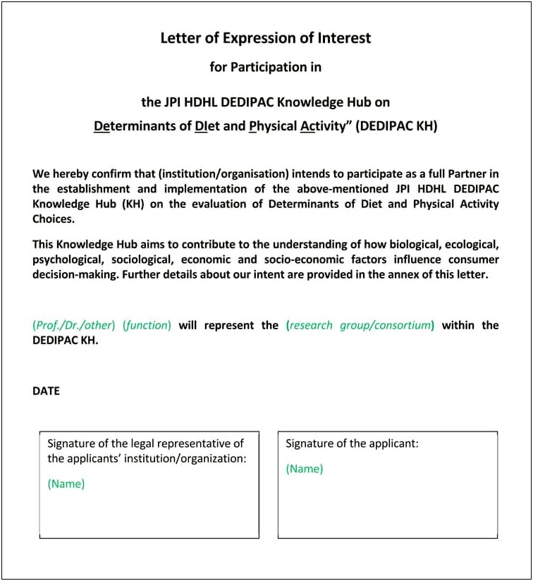 Free Expression Of Interest Form Template