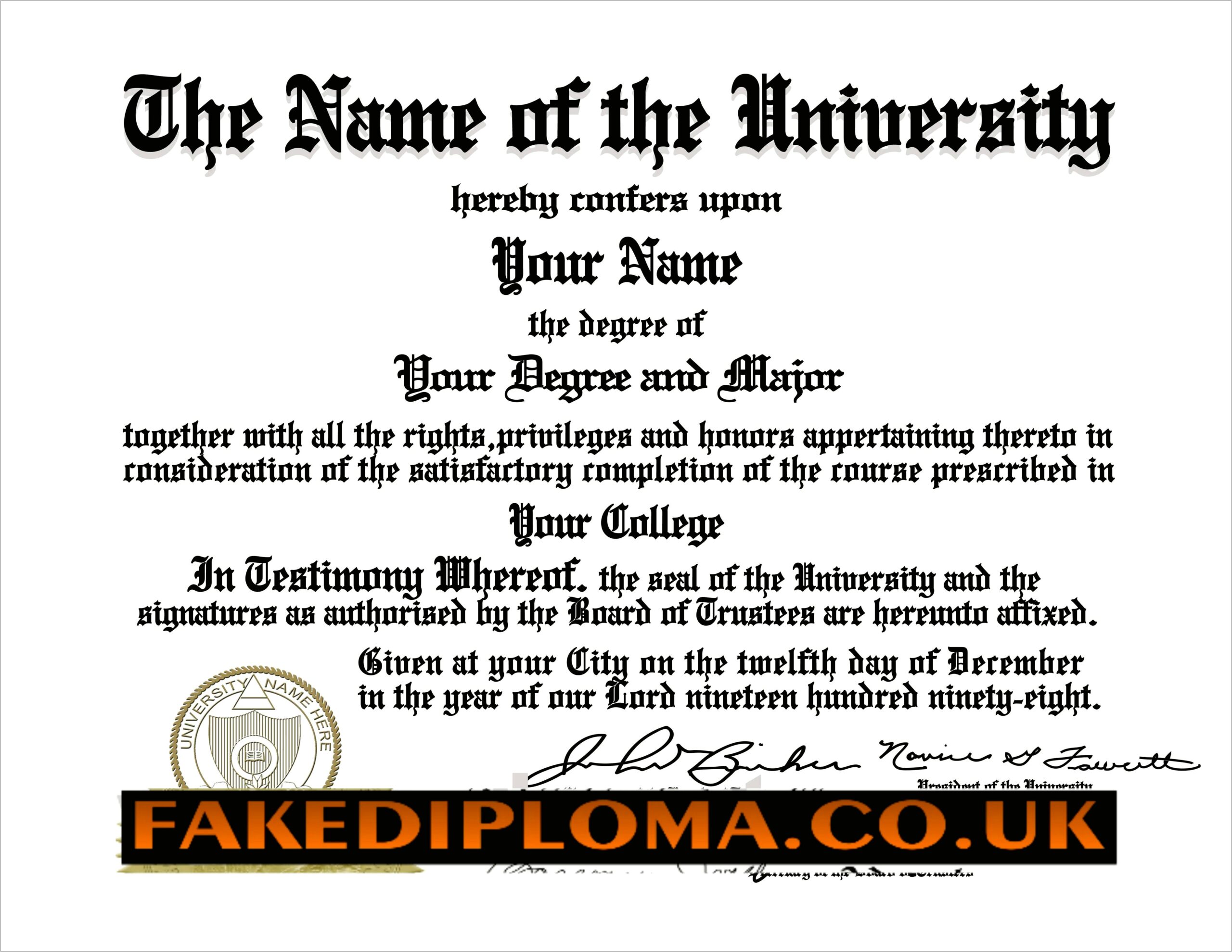 Free Fake High School Diploma Templates