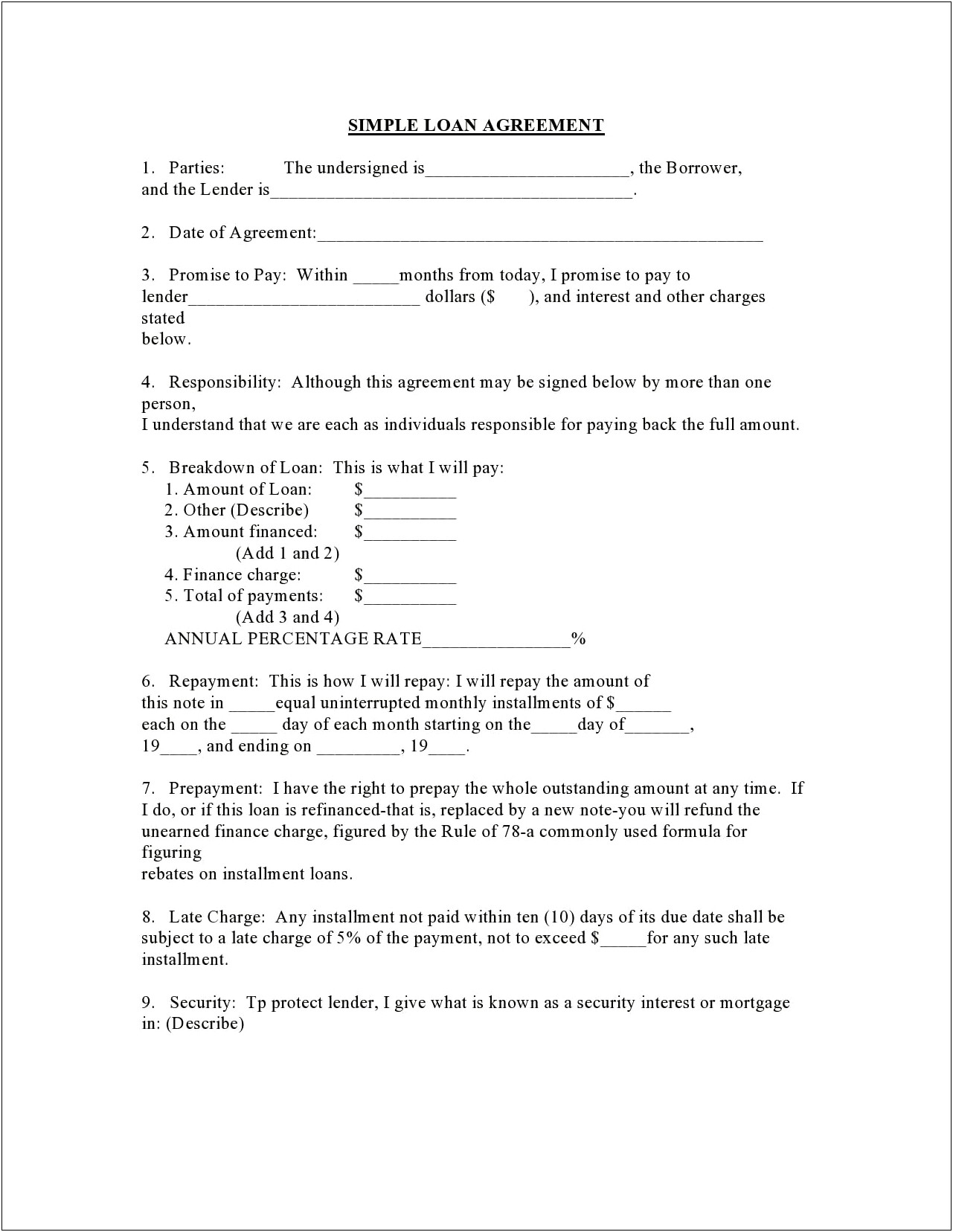 Free Family Loan Agreement Template Uk