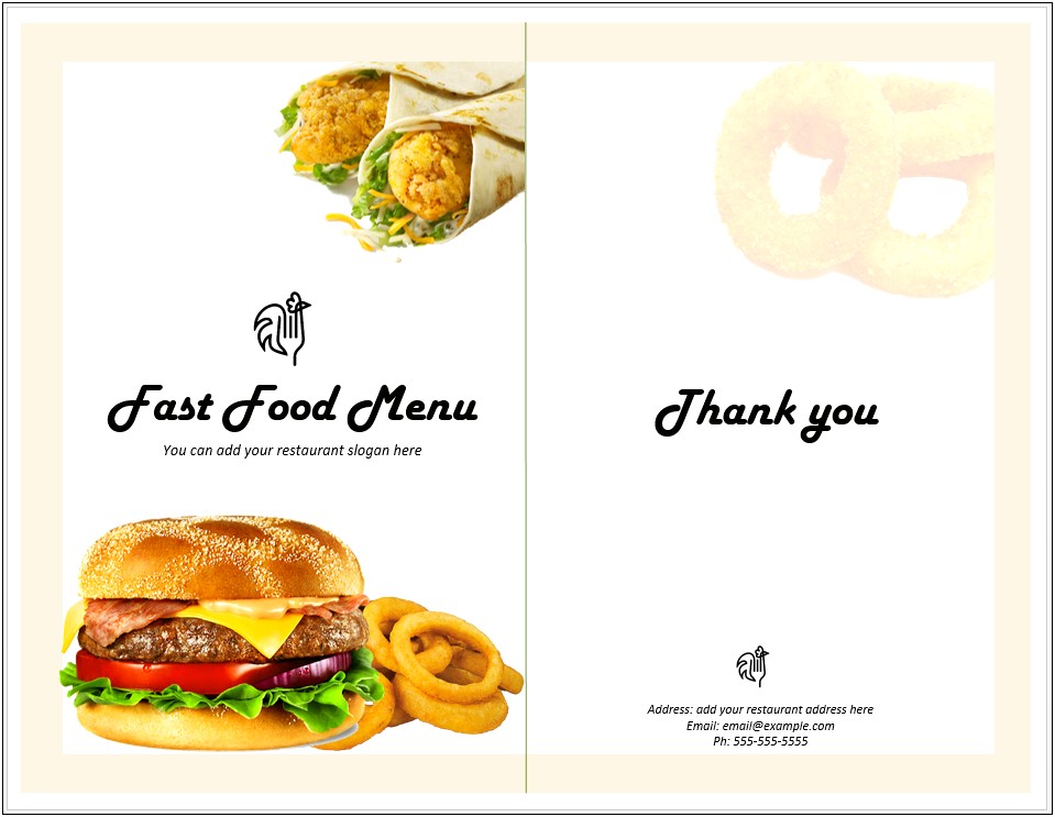 Free Fast Food Menu Templates For Word