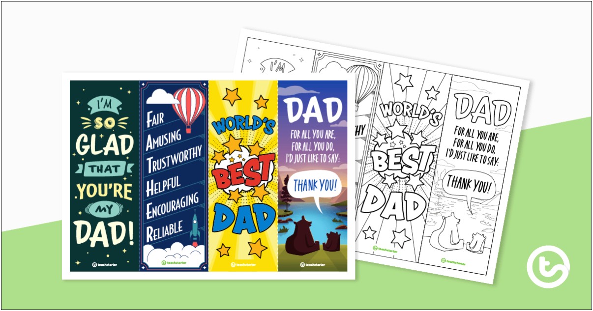 Free Father's Day Bookmark Template
