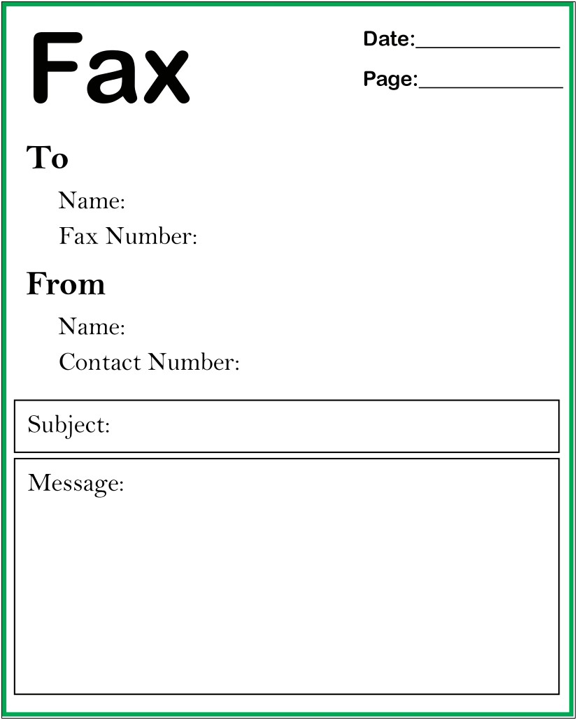 Free Fax Cover Page Template Word