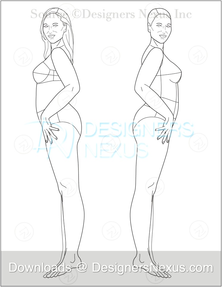 Free Female Croquis Templates Front And Back