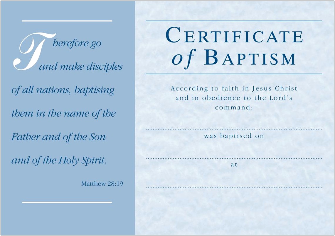 Free Fillable Baptismal Certificate Template For Baptist Church