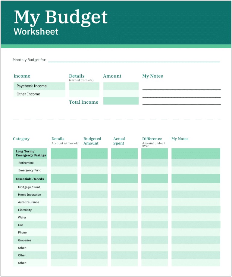 Free Financial Planning And Budget Template Pdf