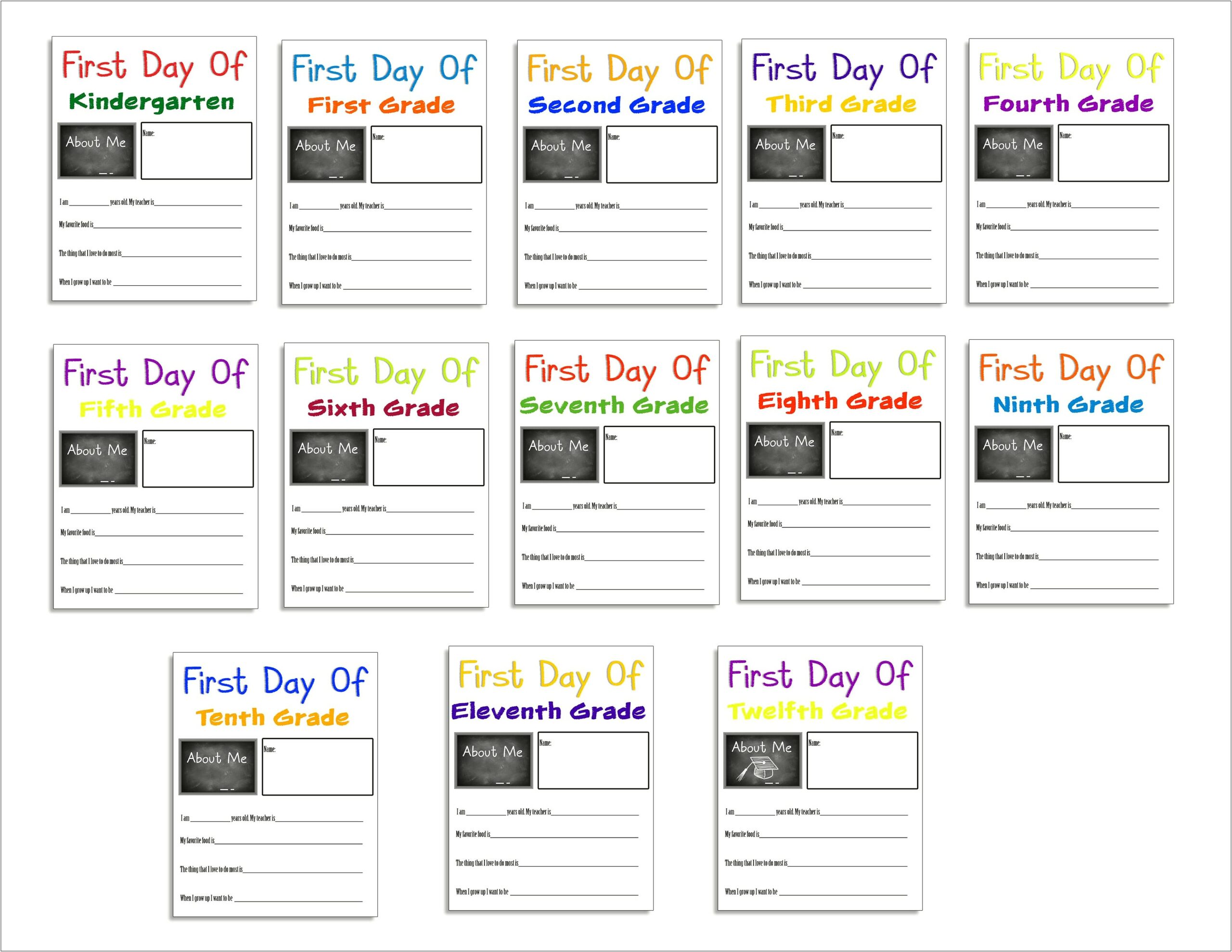 Free First Day Of Kindergarten Template