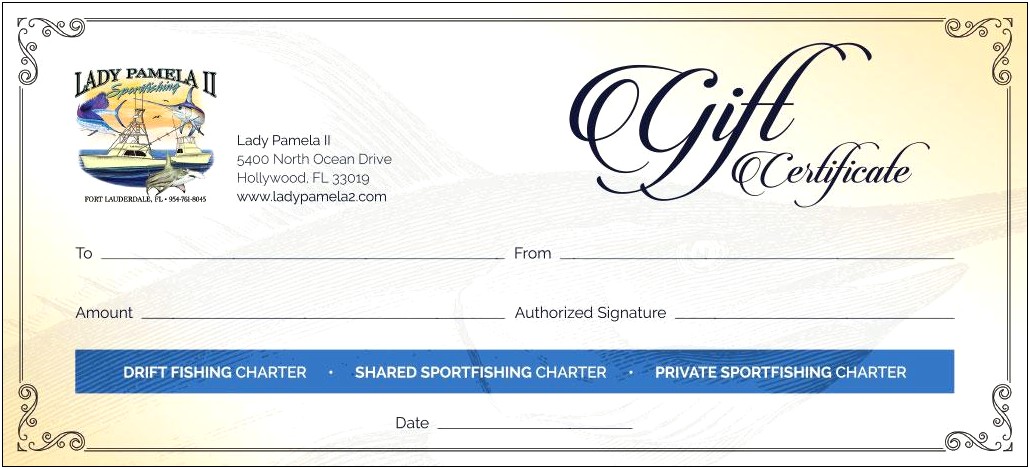 Free Fishing Trip Gift Certificate Template Wording
