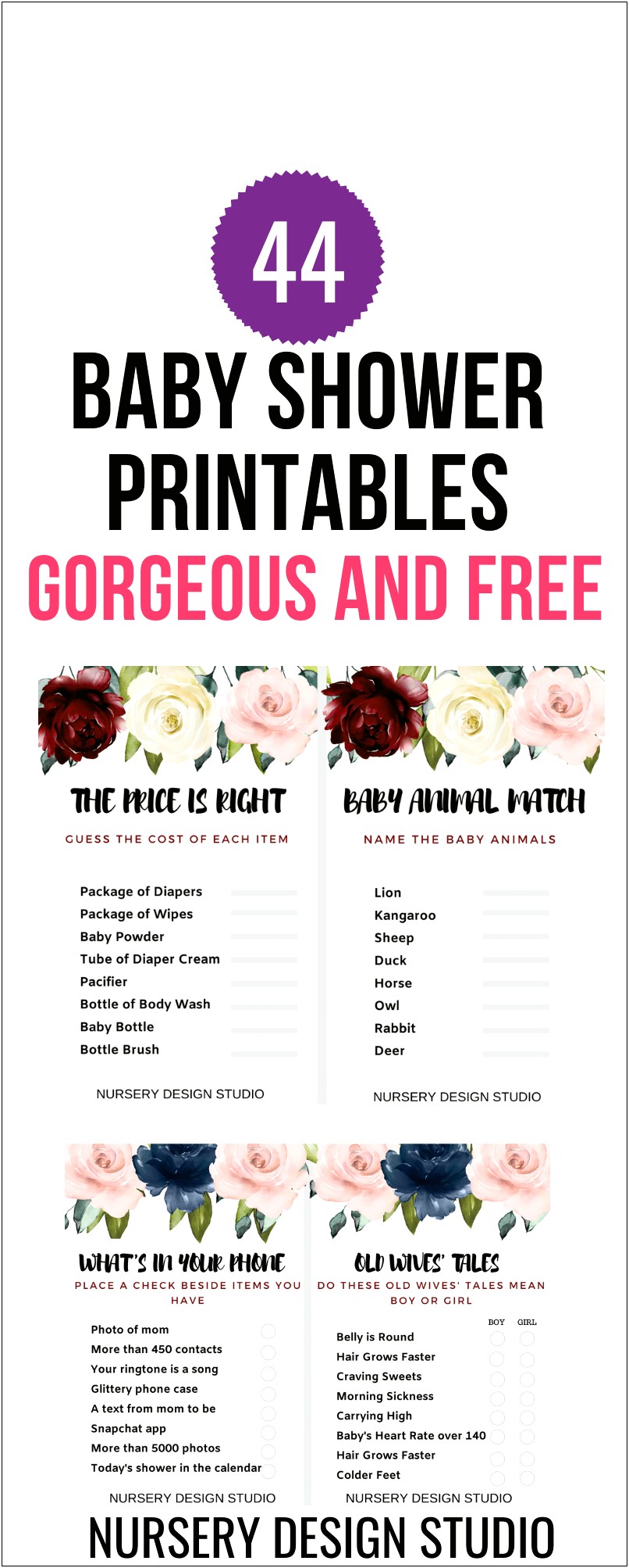 Free Floral Baby Shower Price Is Right Template