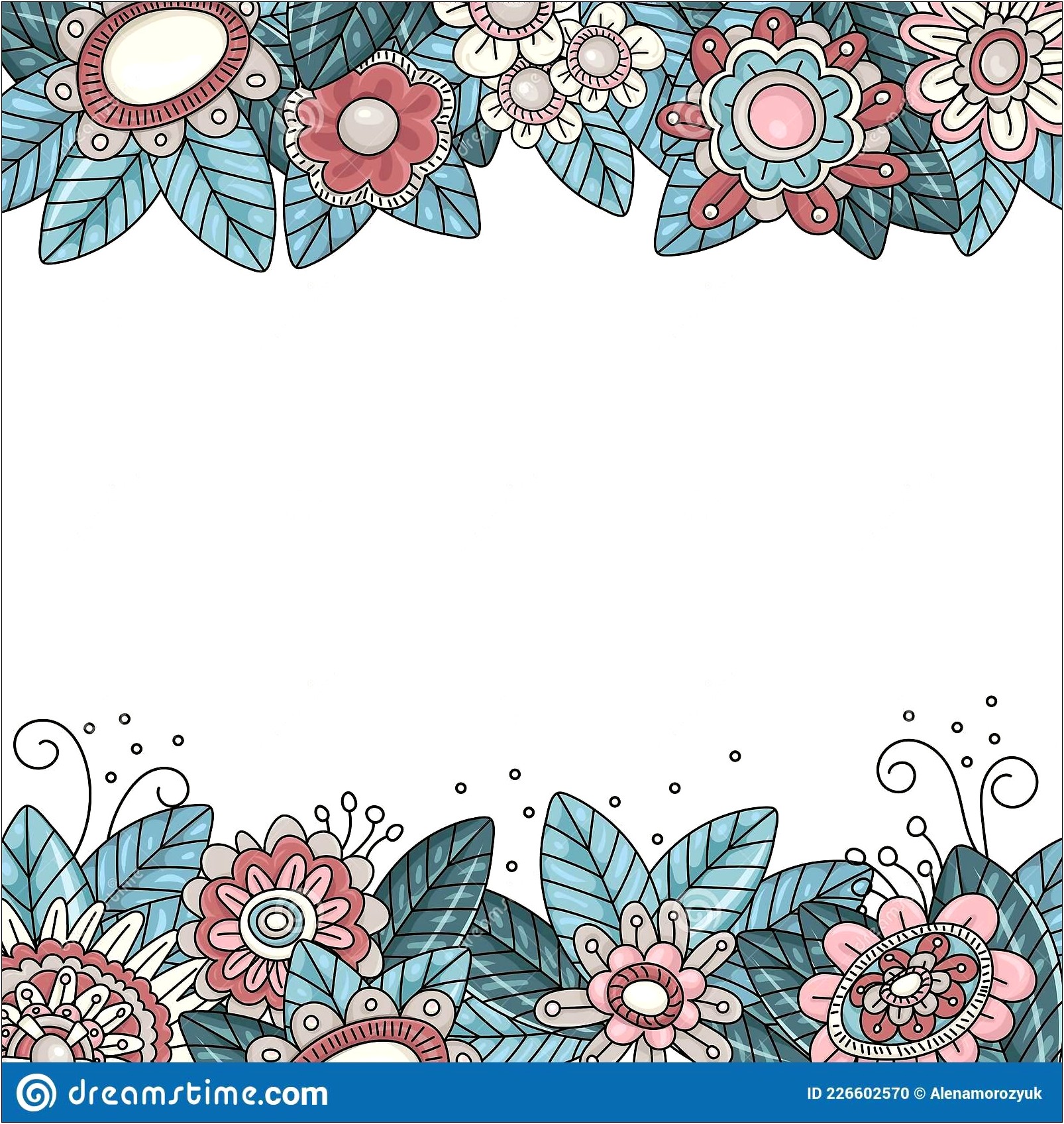 Free Floral Border Template Teal Pink