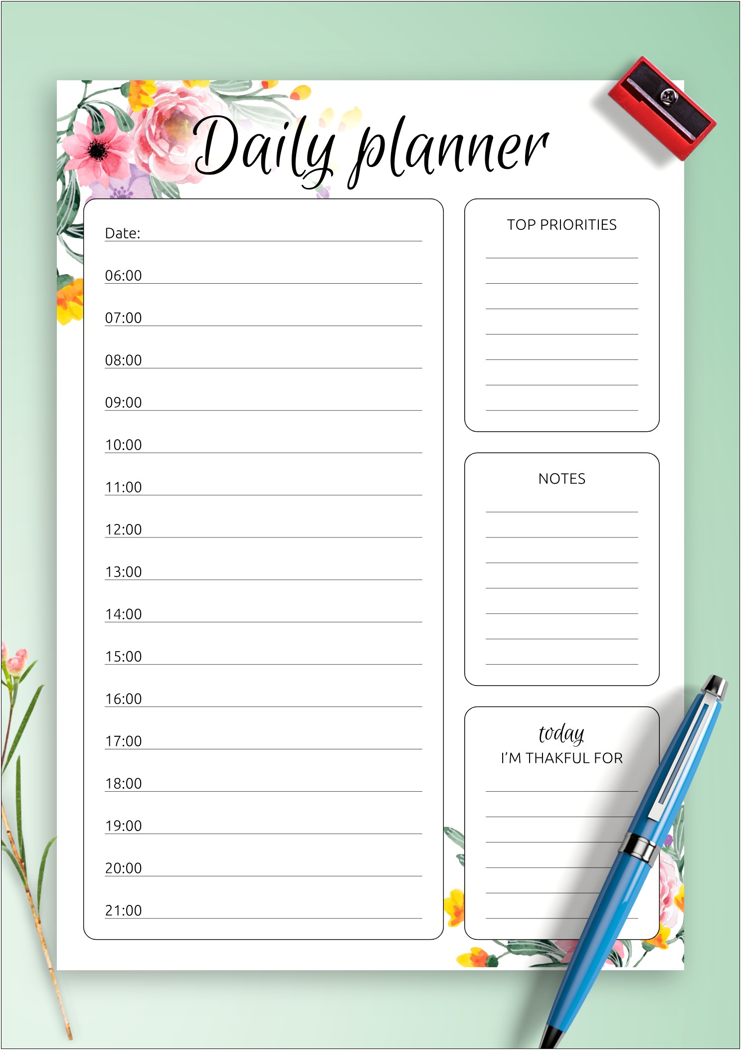 Free Floral Daily Schedule Template Pdf