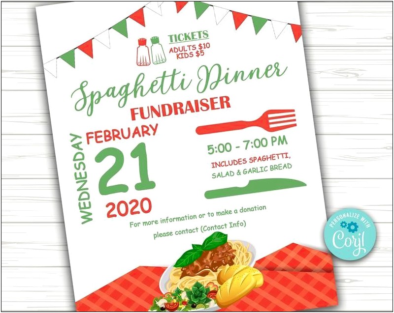 Free Flyer Template For Spaghetti Dinner Fundraiser
